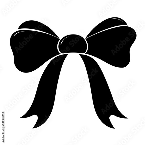 Bow. Black silhouette of a bow on a transparent background.