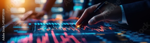 Wallpaper Mural A professional analyzing financial data on a digital interface, showcasing modern technology in finance and investment. Torontodigital.ca