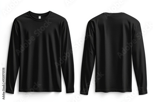 Black long sleeve tshirt mockup isolated created with Generative AI