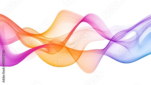 Vibrant abstract wave lines on a plain white background, creating a sense of movement and flow. Ideal for minimal and modern business designs.