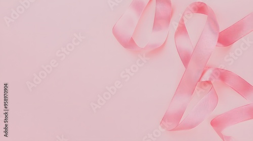 Pink ribbon on a pink background.