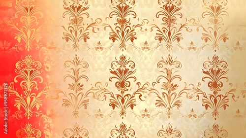 Gradient, Shapes, Waves, Gold and Red, Abstract Image, Texture, Pattern Background, Wallpaper, Cover and Screen for Smartphone, PC, Laptop, 9:16 and 16:9 Format