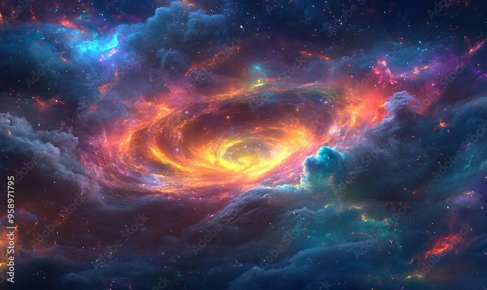 Fototapeta premium A Cosmic Vortex of Glowing Gas and Stars