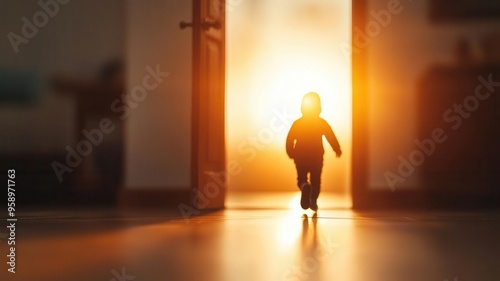 Wallpaper Mural Person stepping through a doorway into bright light, representing a new beginning Torontodigital.ca