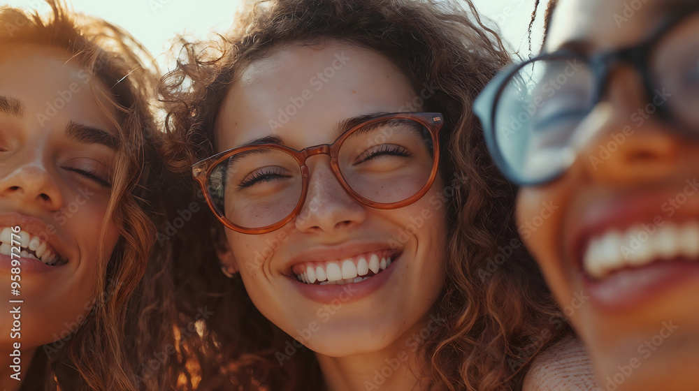 Happy group of diverse friends smiling outdoors