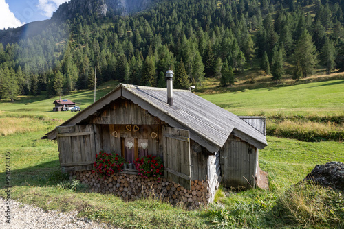 panorama of Catinaccio d'Antermoia group on the Dolomites.Trentino Alto Adige, Italy