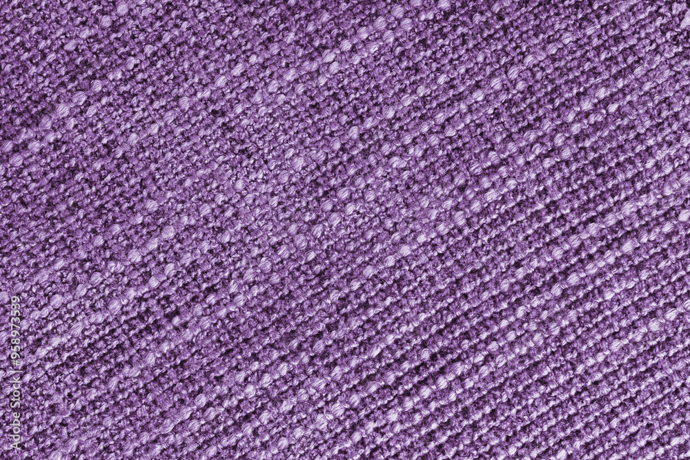 Fototapeta premium Jacquard diagonal woven coarse weave texture upholstery purple fabric background
