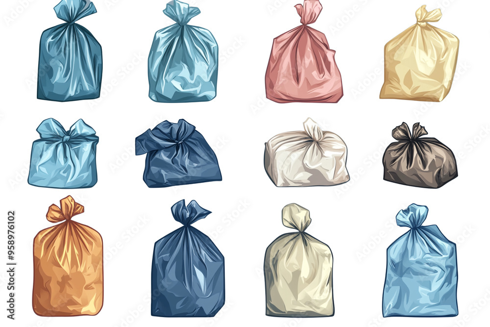 Collection of Colorful Trash Bags Collection of Colorful Trash Bags