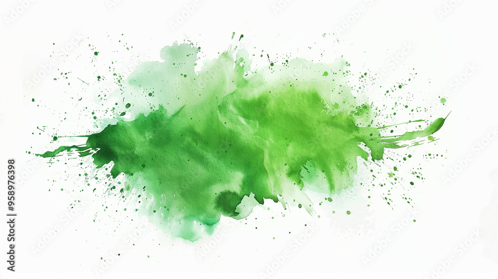 Dynamic green watercolor splash on a white background. Dynamic green watercolor splash on a white background.