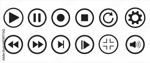 Video and sound icon set. Video, sound, mute icon vector illustration