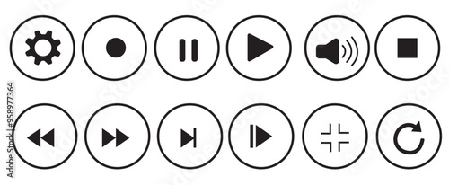 Video and sound icon set. Video, sound, mute icon vector illustration