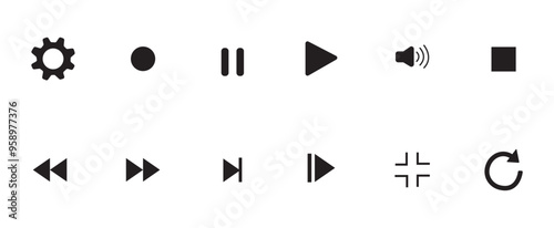 Video and sound icon set. Video, sound, mute icon vector illustration