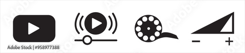 Video and sound icon set. Video, sound, mute icon vector illustration