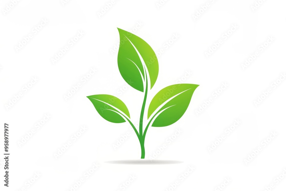 Vibrant green leaf sprouts from a modern, minimalist logo, symbolizing growth, renewal, and eco-friendliness, set Vibrant green leaf sprouts from a modern, minimalist logo, symbolizing growth, renewal, and eco-friendliness, set