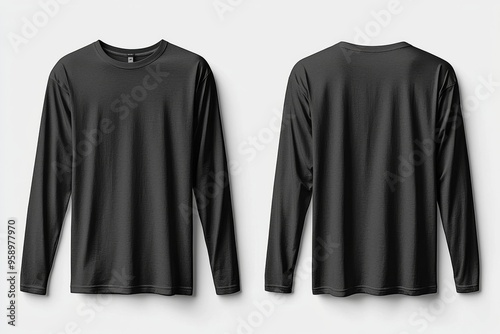 Black long sleeve tshirt mockup isolated created with Generative AI