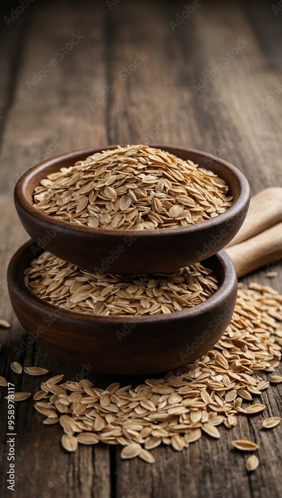 Stack of dry oat flakes with ample space for text or design. Stack of dry oat flakes with ample space for text or design.