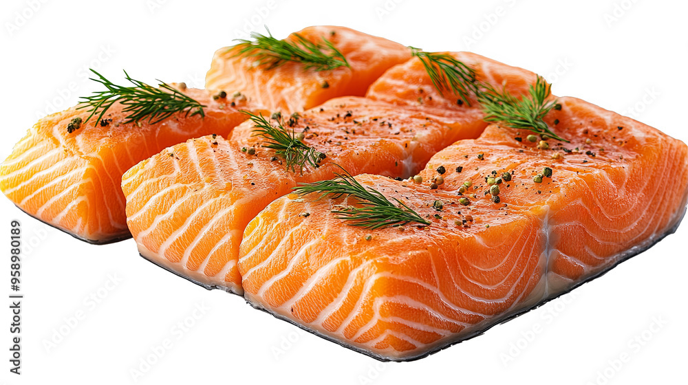 Raw Salmon Steak Isolated on a White Background - CGI Illustration Raw Salmon Steak Isolated on a White Background - CGI Illustration