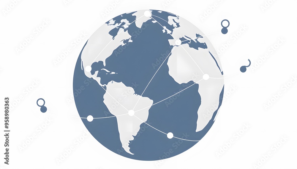 Naklejka premium World map with globe Isolated on background.