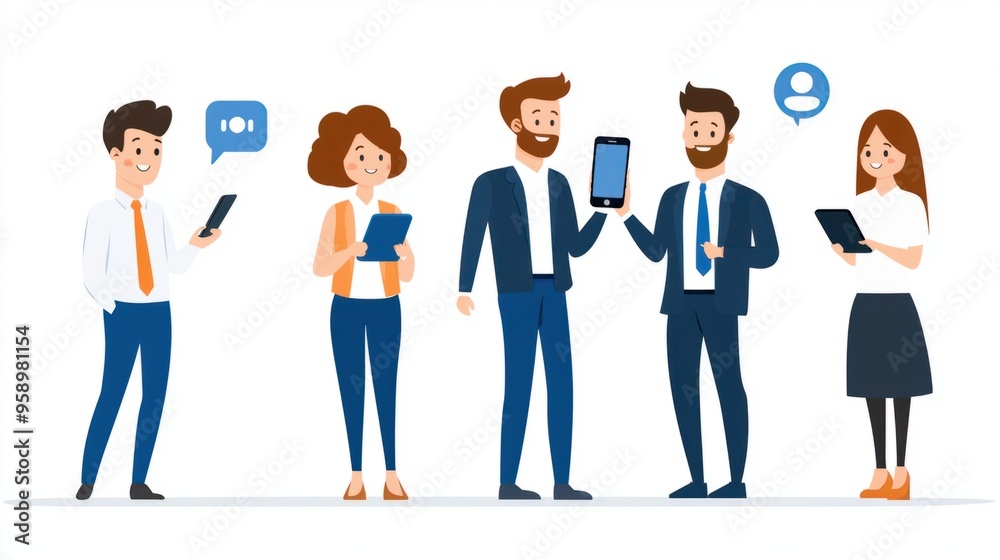 Modern Workplace: Employees Utilizing Smartphones for Dynamic Data Presentation in Office Setting Modern Workplace: Employees Utilizing Smartphones for Dynamic Data Presentation in Office Setting