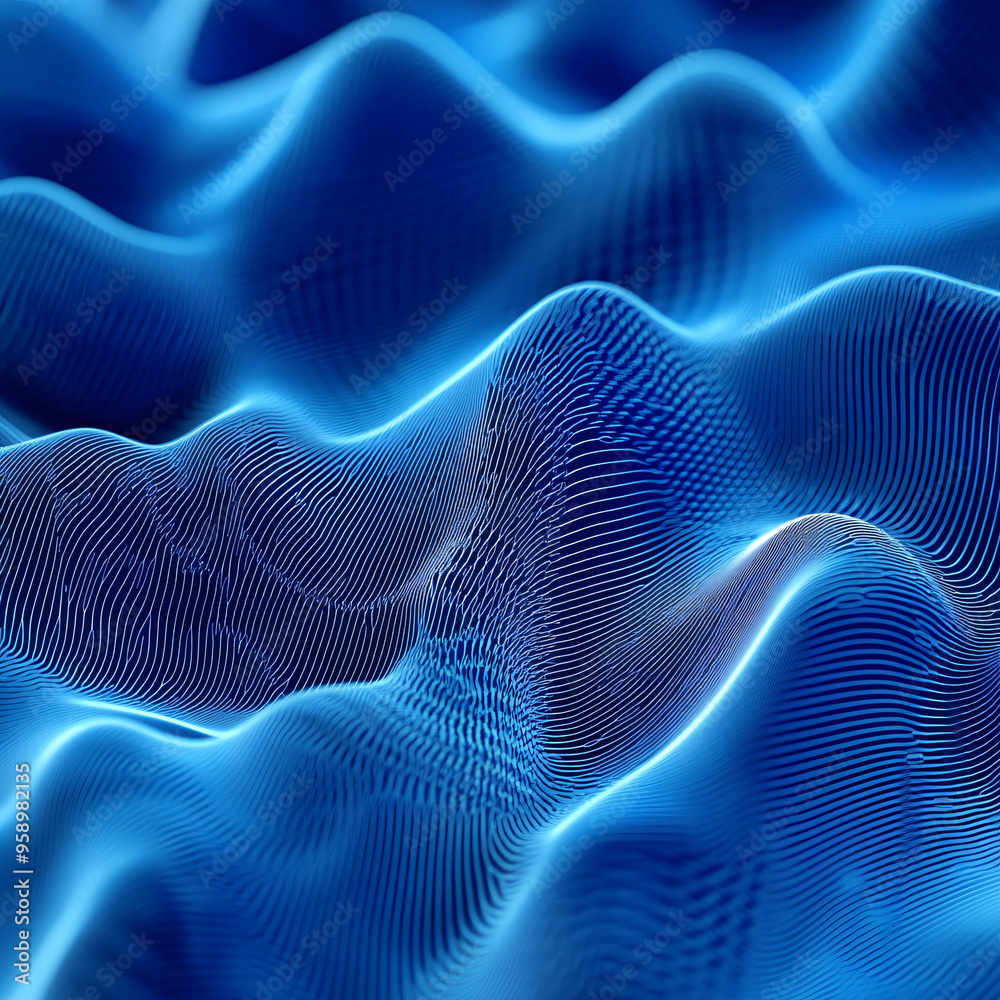 A dynamic pattern of blue waveforms with gradient colors. A dynamic pattern of blue waveforms with gradient colors.