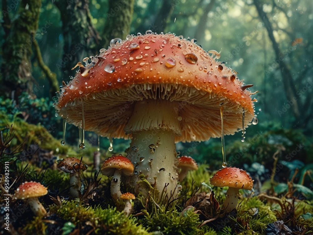 Fototapeta premium red mushroom in the forest