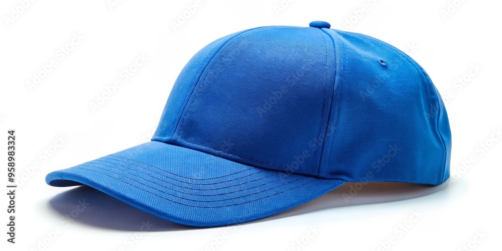 Blue Baseball Cap, White Background, Plain, Fabric, Sport, Fashion, Hat Blue Baseball Cap, White Background, Plain, Fabric, Sport, Fashion, Hat