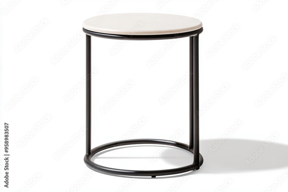 Modern round side table with a sleek design, featuring a white top and black metal frame. Perfect for any contemporary decor. Modern round side table with a sleek design, featuring a white top and black metal frame. Perfect for any contemporary decor.