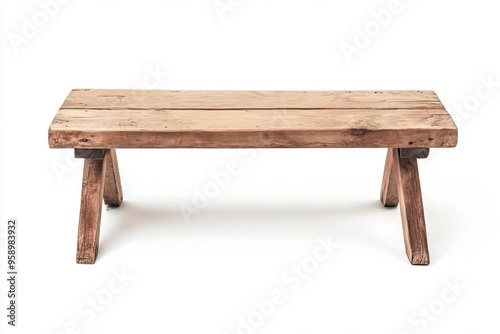 Rustic wooden bench featuring a natural finish, ideal for various indoor and outdoor settings, enhancing any space's aesthetic.