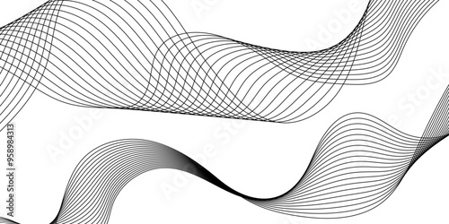 Abstract wave blend lines on transparent background. Modern abstract glowing wave background. black wave lines and technology background.  Design element for technology, science, music or modern.