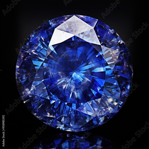 A pearshaped sapphire is elegantly positioned on a dark black surface