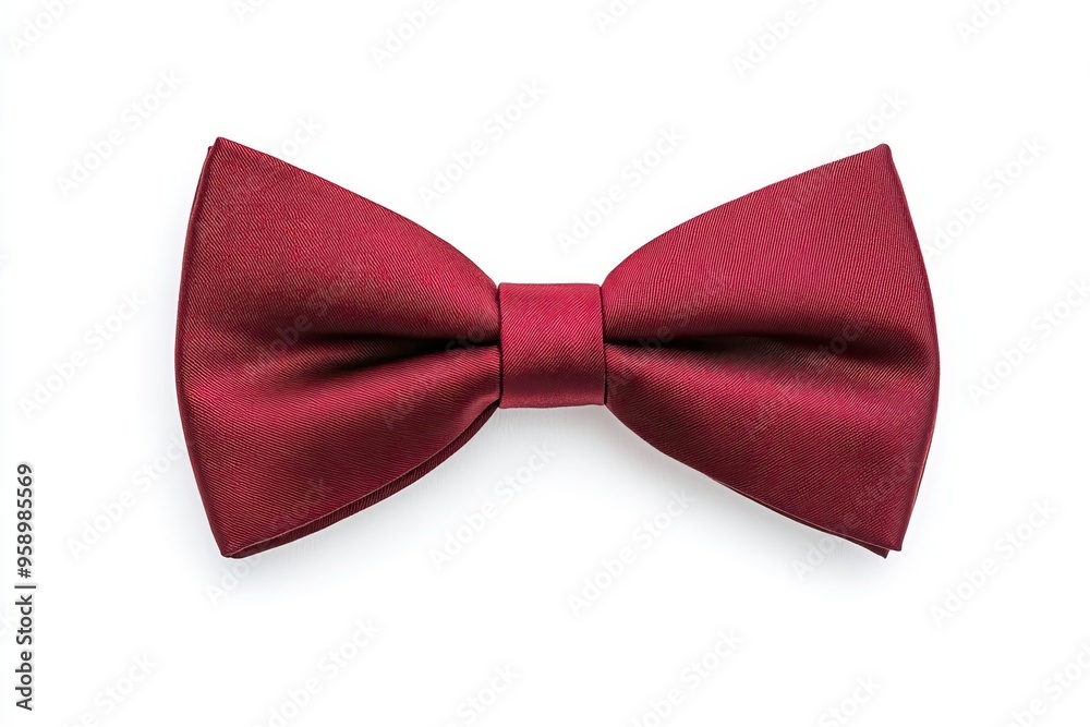 A classic maroon satin bow tie, perfect for formal occasions, weddings, or classy events showcasing elegance and style.