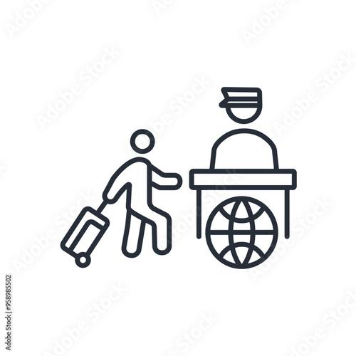 border control icon. vector.Editable stroke.linear style sign for use web design,logo.Symbol illustration.