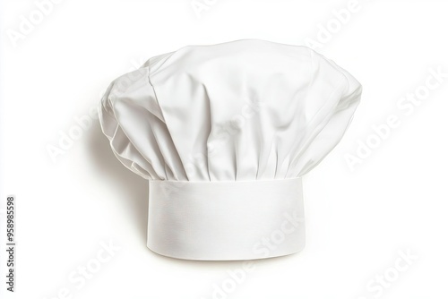 A classic white chef hat symbolizing culinary art and professionalism in the kitchen. photo