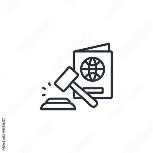Immigration law icon. vector.Editable stroke.linear style sign for use web design,logo.Symbol illustration.
