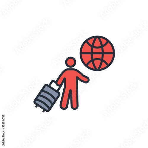 migrant icon. vector.Editable stroke.linear style sign for use web design,logo.Symbol illustration.