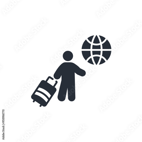 migrant icon. vector.Editable stroke.linear style sign for use web design,logo.Symbol illustration.