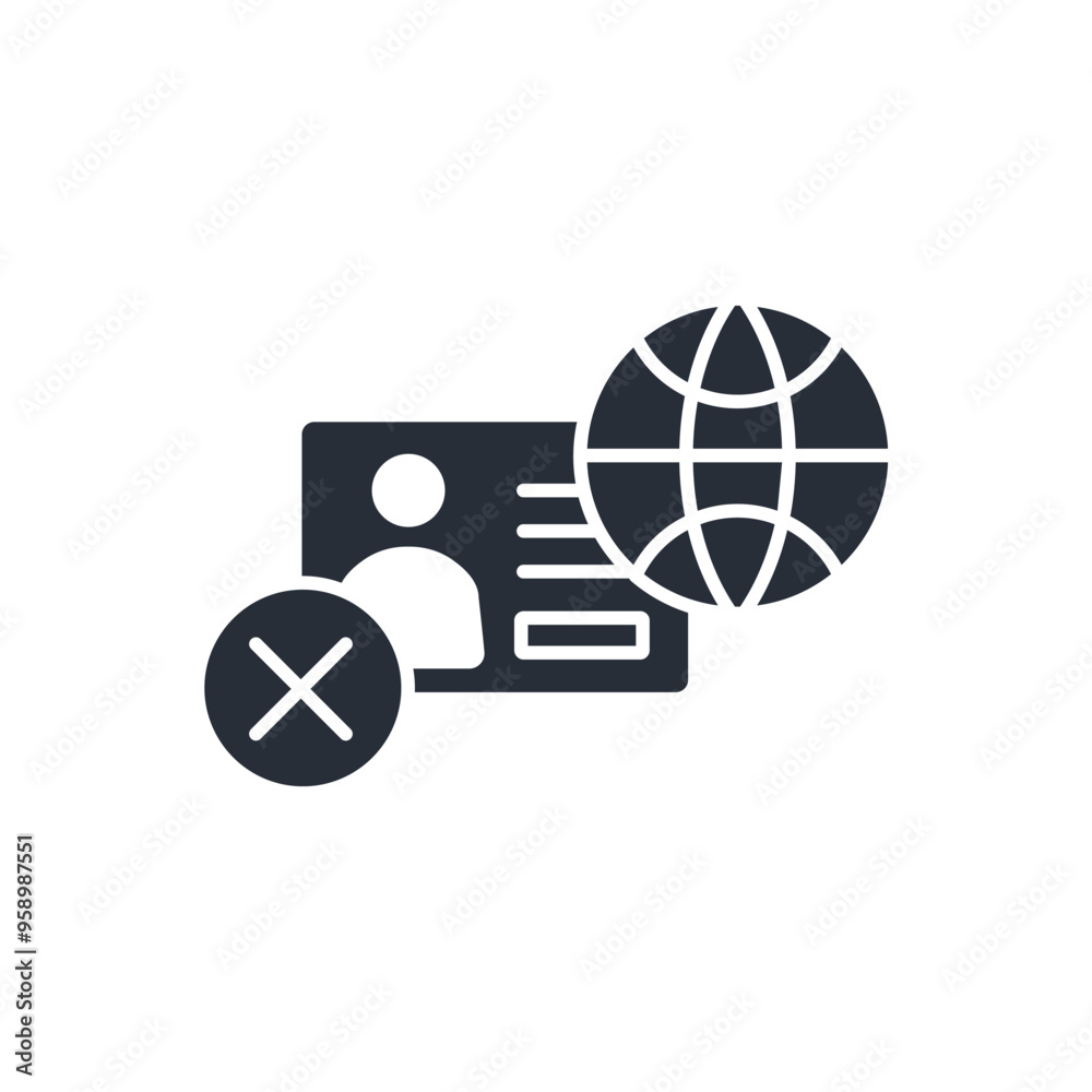 visa denied icon. vector.Editable stroke.linear style sign for use web design,logo.Symbol illustration. visa denied icon. vector.Editable stroke.linear style sign for use web design,logo.Symbol illustration.