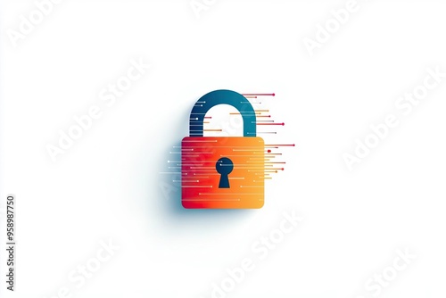 A modern padlock symbolizing security and protection in digital environments, showcasing the importance of data safety. photo