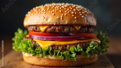 Big appetizing burger for fast food cover photo