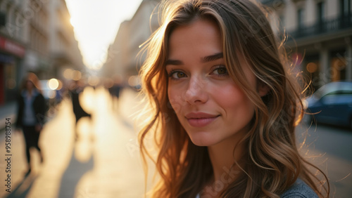 Cute girl standing outside in autumn weather