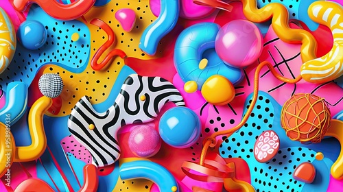 3d fashion pattern, funny, vibrant colors, Abstract colour background