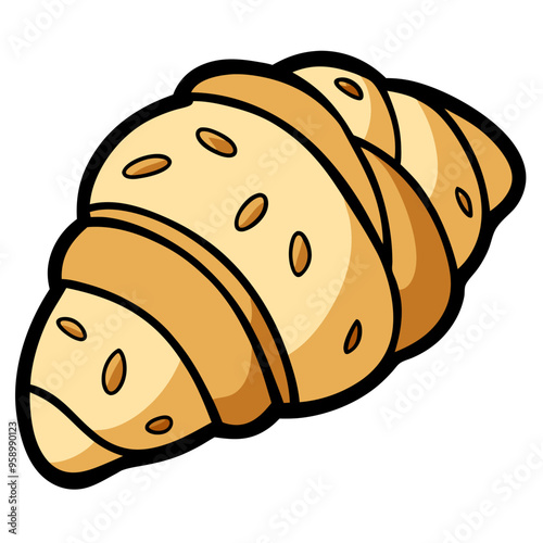 Almond Croissant food item vector illustration on white background 