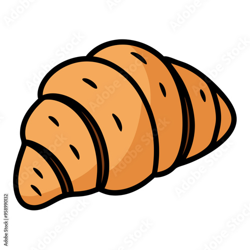 Almond Croissant food item vector illustration on white background 