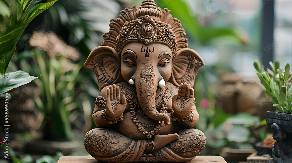 Ganesha Statue in a Garden Setting Ganesha Statue in a Garden Setting