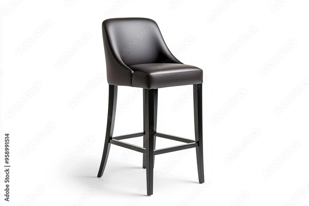 Fototapeta premium Elegant black bar stool featuring a comfortable design, perfect for modern kitchens or stylish bars.