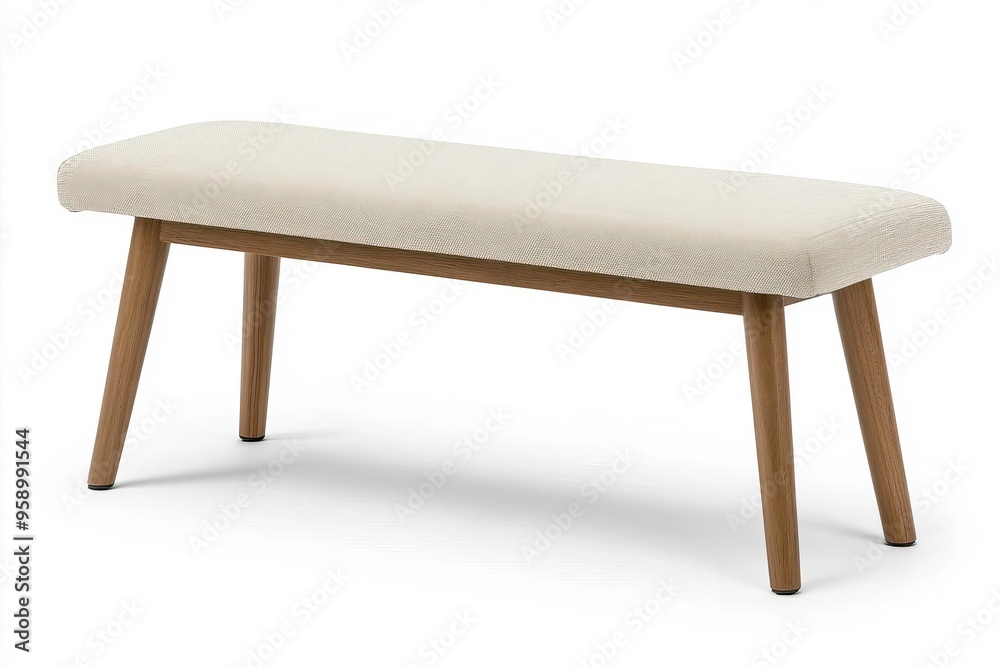 Elegant bench with soft upholstery and sturdy wooden legs, perfect for enhancing modern living spaces and providing extra seating. Elegant bench with soft upholstery and sturdy wooden legs, perfect for enhancing modern living spaces and providing extra seating.