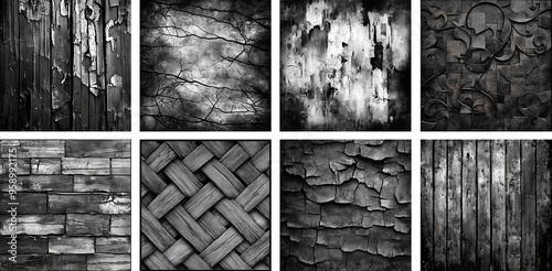 Set of black and white textures