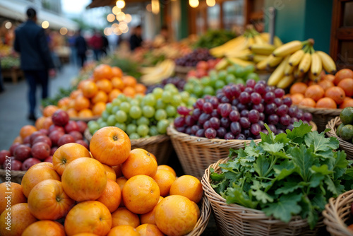 Vibrant Fresh Fruit and Produce at Farmers Market