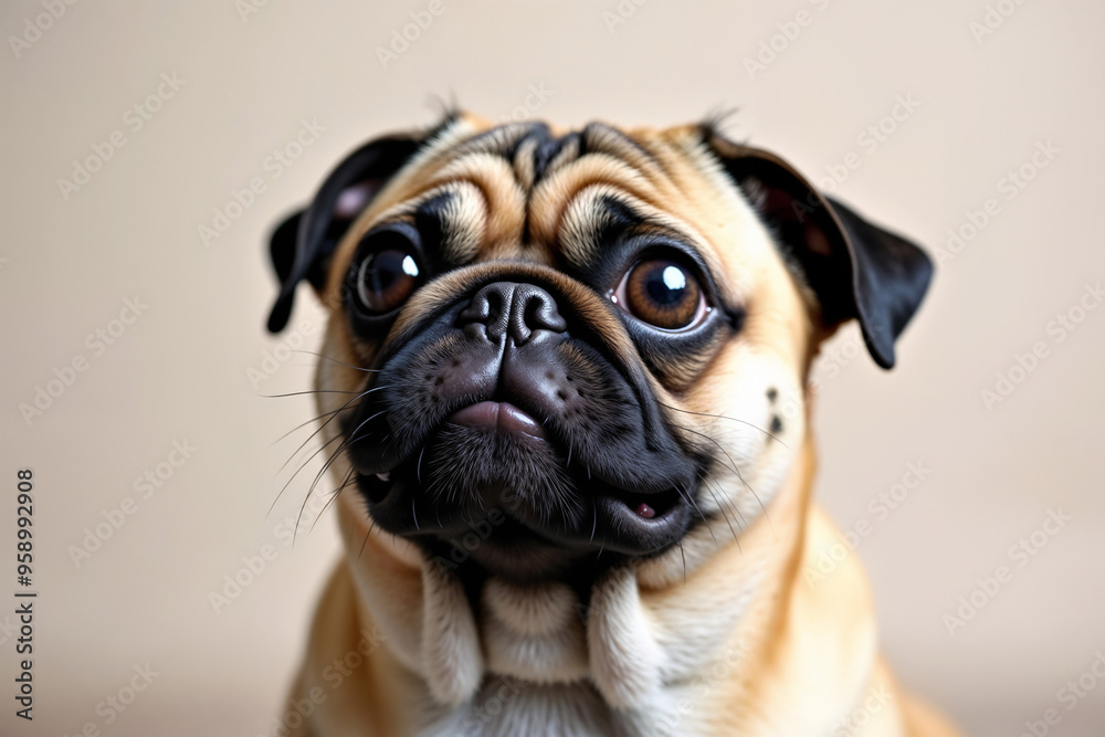 Obraz premium Pug Staring with Large Eyes