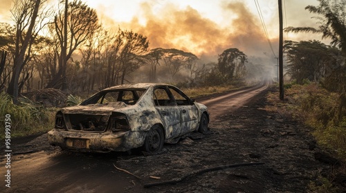 Devastating Wildfire Engulfs Maui, Hawaii: Scene of Destruction and Damage